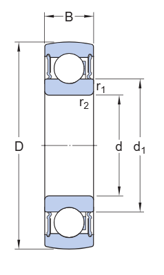 Корпусный шарикоподшипник 1726203-2RS1 (SKF)