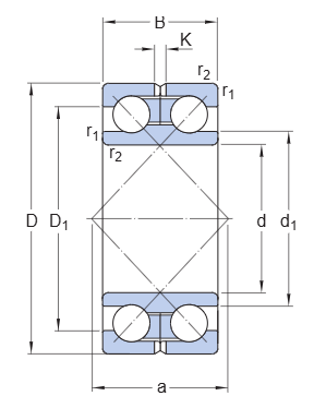 Радиально-упорный шарикоподшипник двухрядный 305183 (SKF)