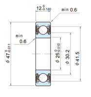 Радиальный шарикоподшипник 6005DDUC3 (NSK)