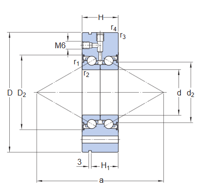 Упорно-радиальный шарикоподшипник прецизионный BEAM 012055 C-2RSH (SKF)