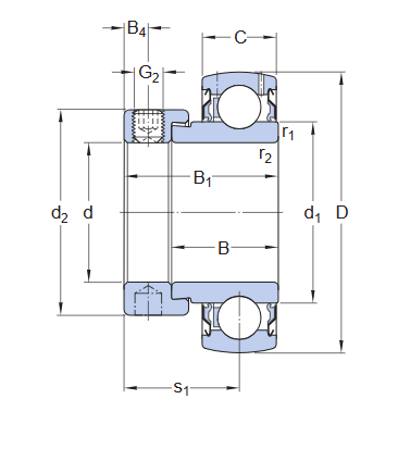 Корпусный шарикоподшипник YET 203/15 (SKF)