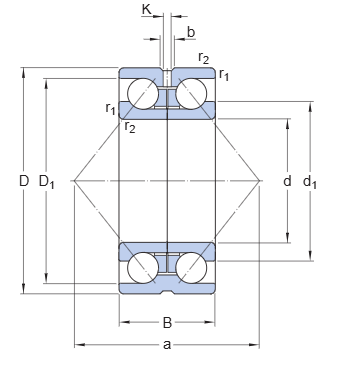Радиально-упорный шарикоподшипник двухрядный 305256 D (SKF)
