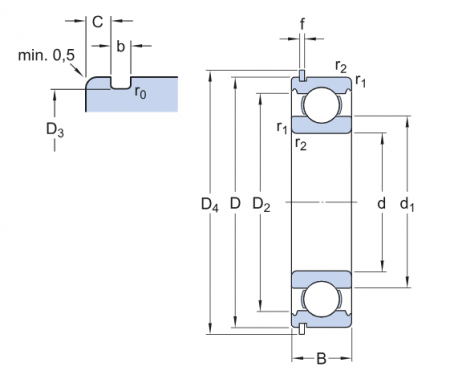 Радиальный шарикоподшипник 6206.NR SING (ISB)