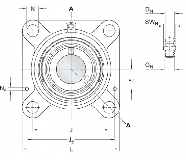 Шарикоподшипниковый узел с квадратным фланцем FY 35 FM (SKF)