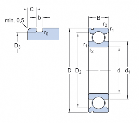 Радиальный шарикоподшипник 6006 N (SKF)