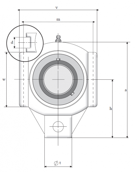 Узел в сборе из полимерного корпуса и нержавеющего подшипника MUCTPL 205 (ANB)