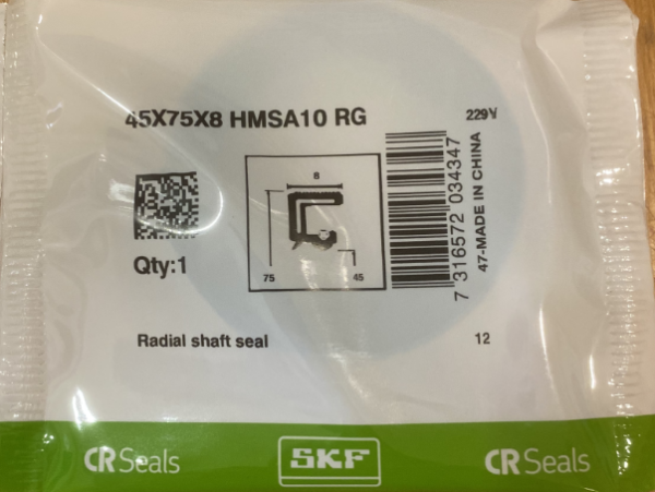 Манжетное уплотнение 45X75X8 HMSA10 RG (SKF)