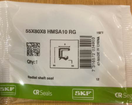 Манжетное уплотнение 55X80X8 HMSA10 RG (SKF)